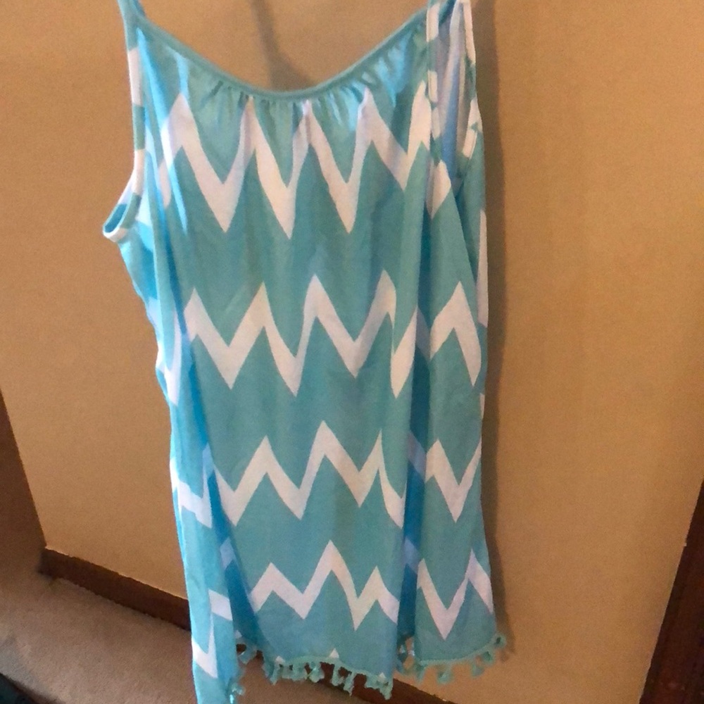 Teal and white spaghetti strap light weight dress